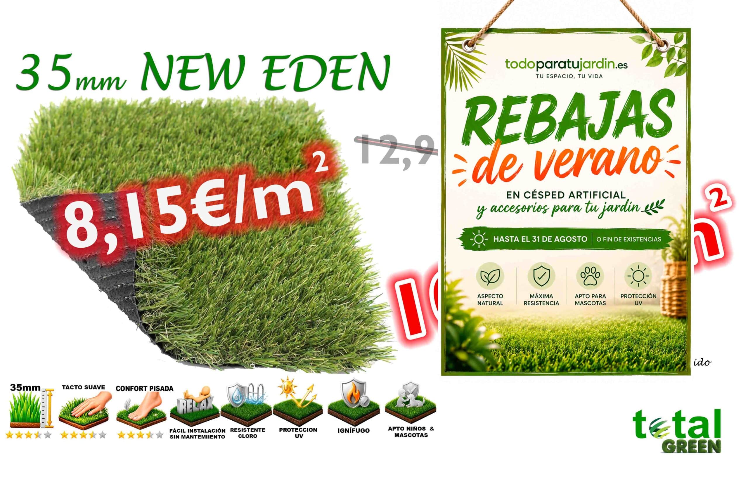 Césped Artificial 35mm New Eden | Todoparatujardin.es 18 eden 35mm rebajas verano scaled