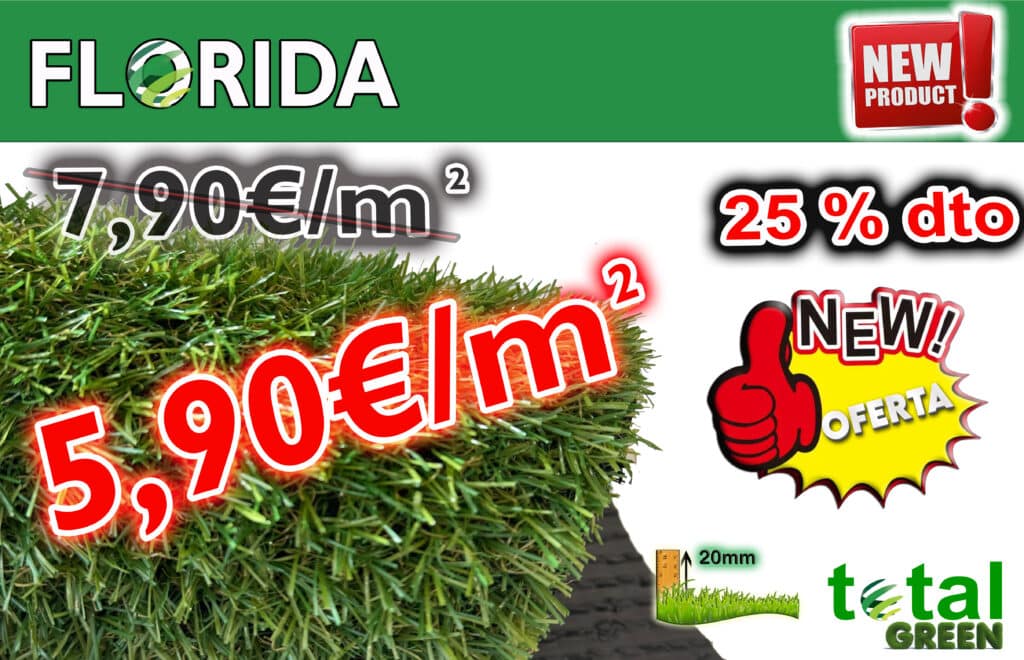 Césped Artificial 20mm - FLORIDA -Transporte Incluido