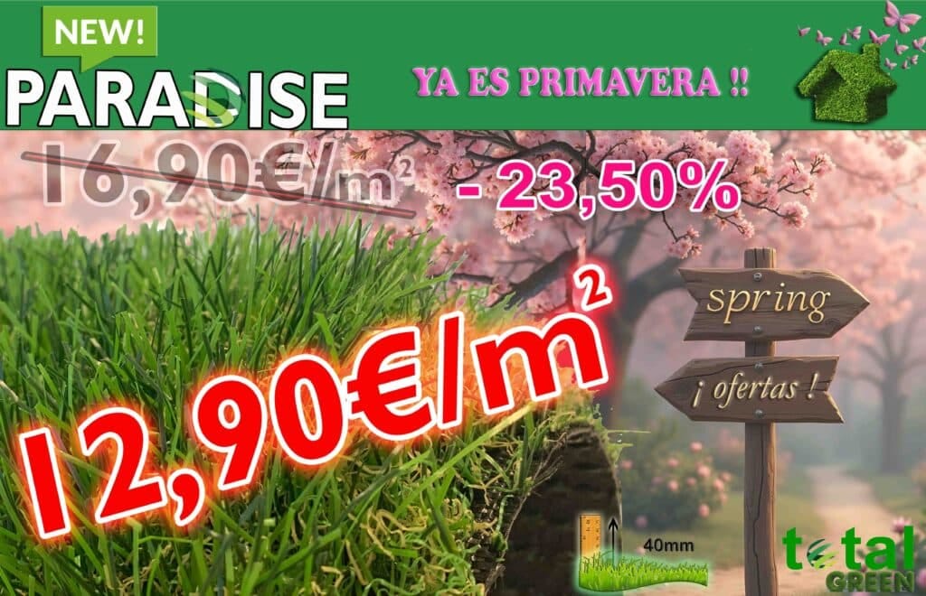 Césped Artificial 40mm Pelo Largo – Alta Calidad – Transporte Incluido