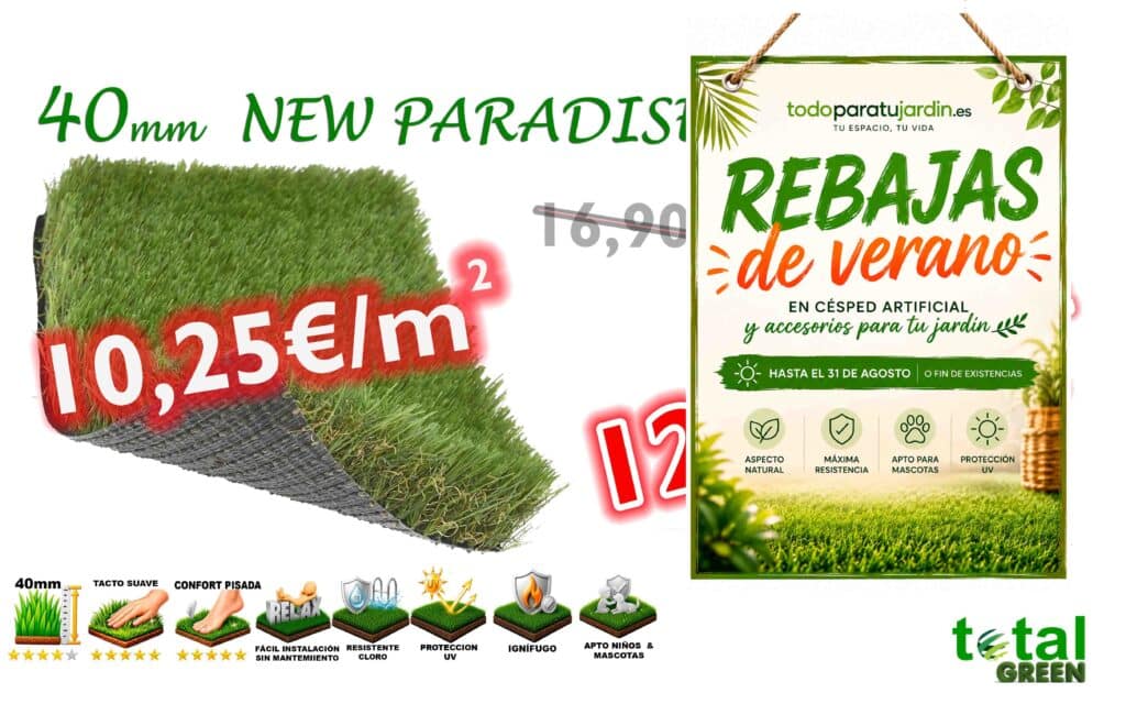 🌴 CÉSPED ARTIFICIAL PARADISE 40MM: MÁXIMA NATURALIDAD Y CONFORT EN TU JARDÍN 3 Césped Artificial 40mm New Paradise | Todoparatujardin.es