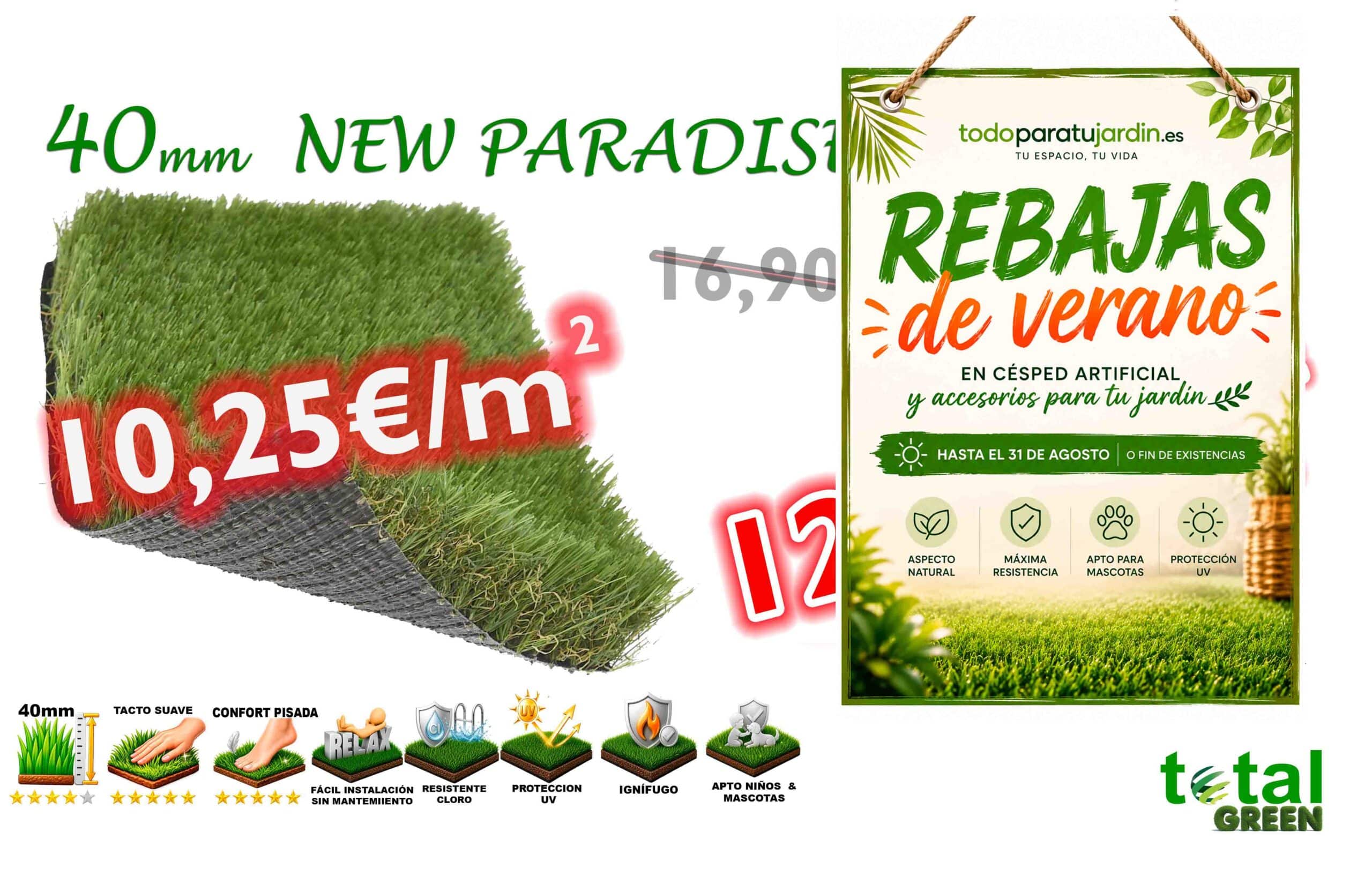 Césped Artificial 40mm New Paradise | Todoparatujardin.es 14 paradise 40mm rebajas verano scaled
