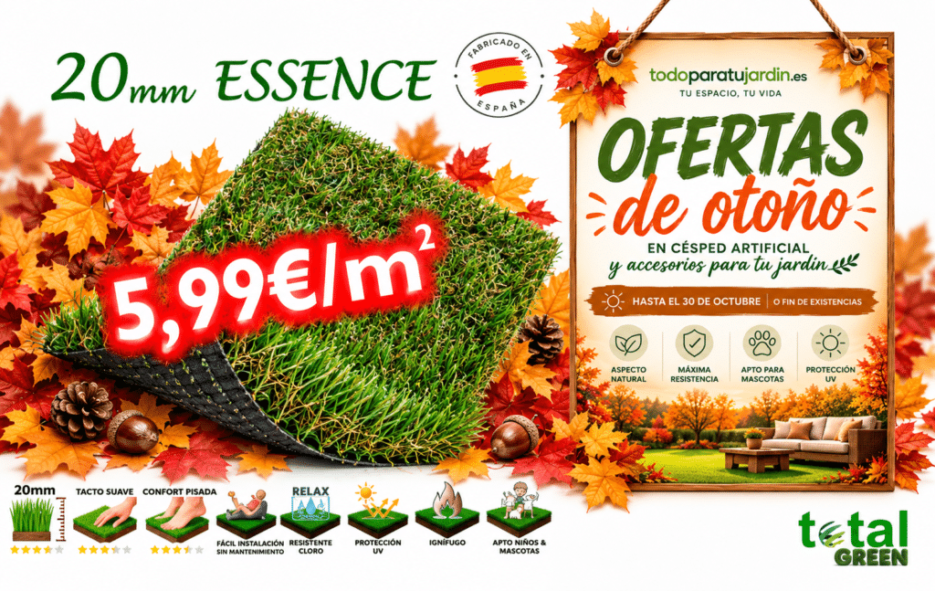 YA ES OTOÑO EN TodoParaTuJardin.es🤎🍄🟫!! 4 Césped Artificial Nacional 20mm Bajo Mantenimiento – Jardín y Terraza – Transporte Incluido