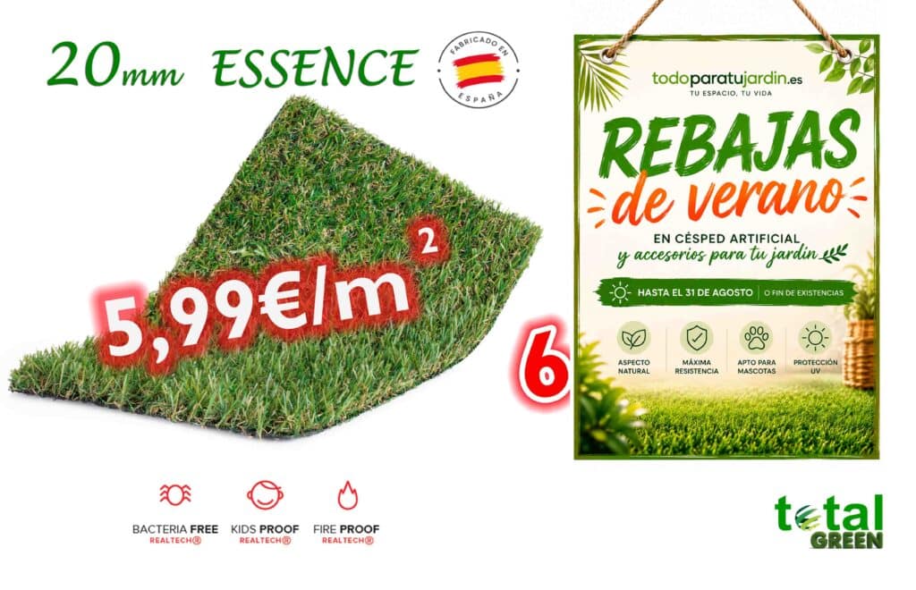 Césped Artificial Nacional  20mm Bajo Mantenimiento – Jardín y Terraza – Transporte Incluido