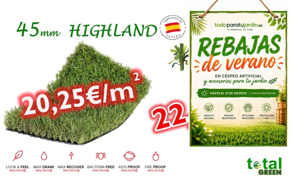 Césped Artificial Nacional 45mm Elegancia y Realismo  – Transporte Incluido