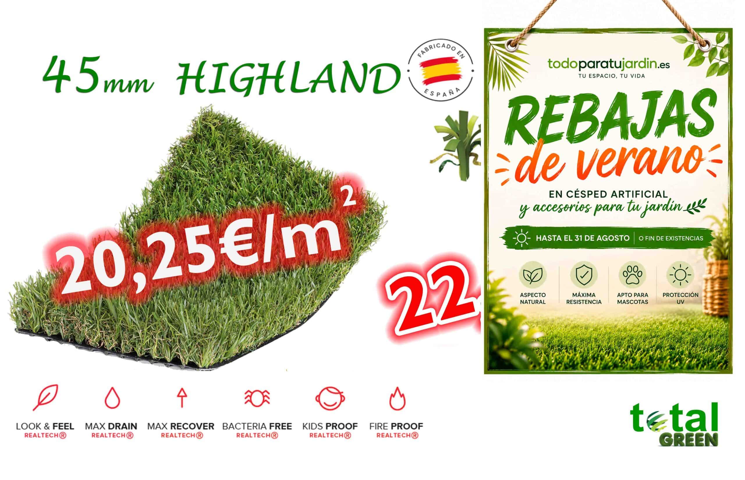 Césped Artificial Nacional 45mm Elegancia y Realismo – Transporte Incluido 10 hihgland 45mm rebajas verano scaled