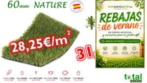 Césped Artificial Nacional 60mm  - El lujo de un jardín perfecto  – Transporte Incluido