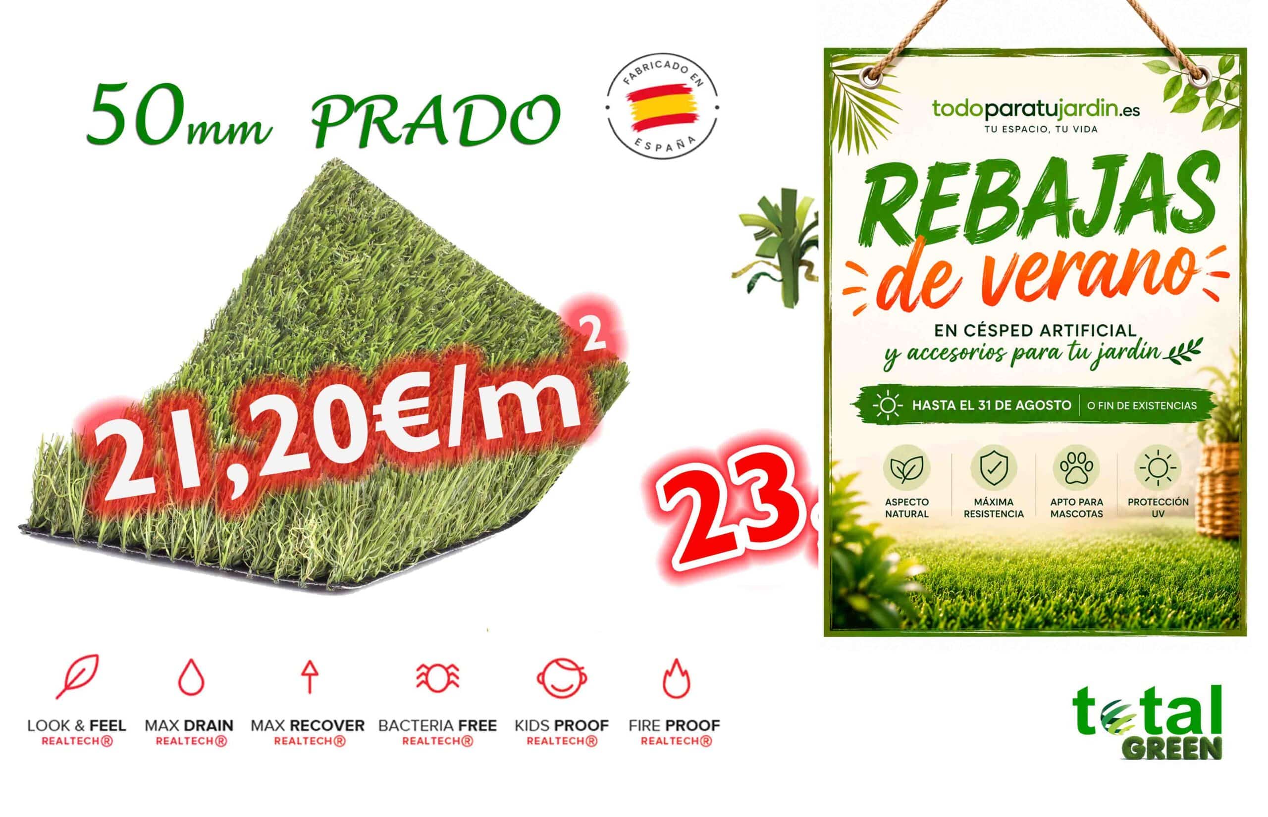 Césped Artificial Nacional 60mm - El lujo de un jardín perfecto – Transporte Incluido 6 prado 50mm rebajas de verano 1 scaled