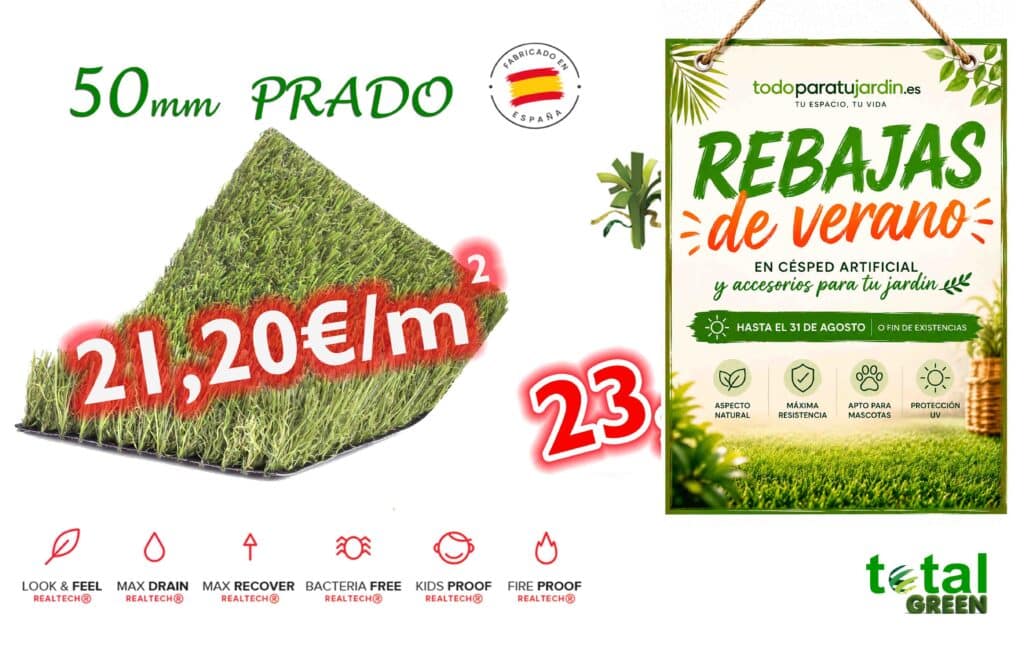 Césped Artificial Nacional 50mm Comodidad Económica   – Transporte Incluido